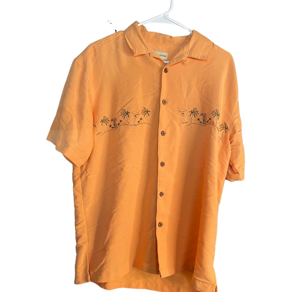 Havana Jack’s Cafe orange rayon button down- size L